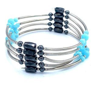 Turquoise Southwestern/ Turquoise Magnesite bracelet/ Easy on off bracelet/ Wrap